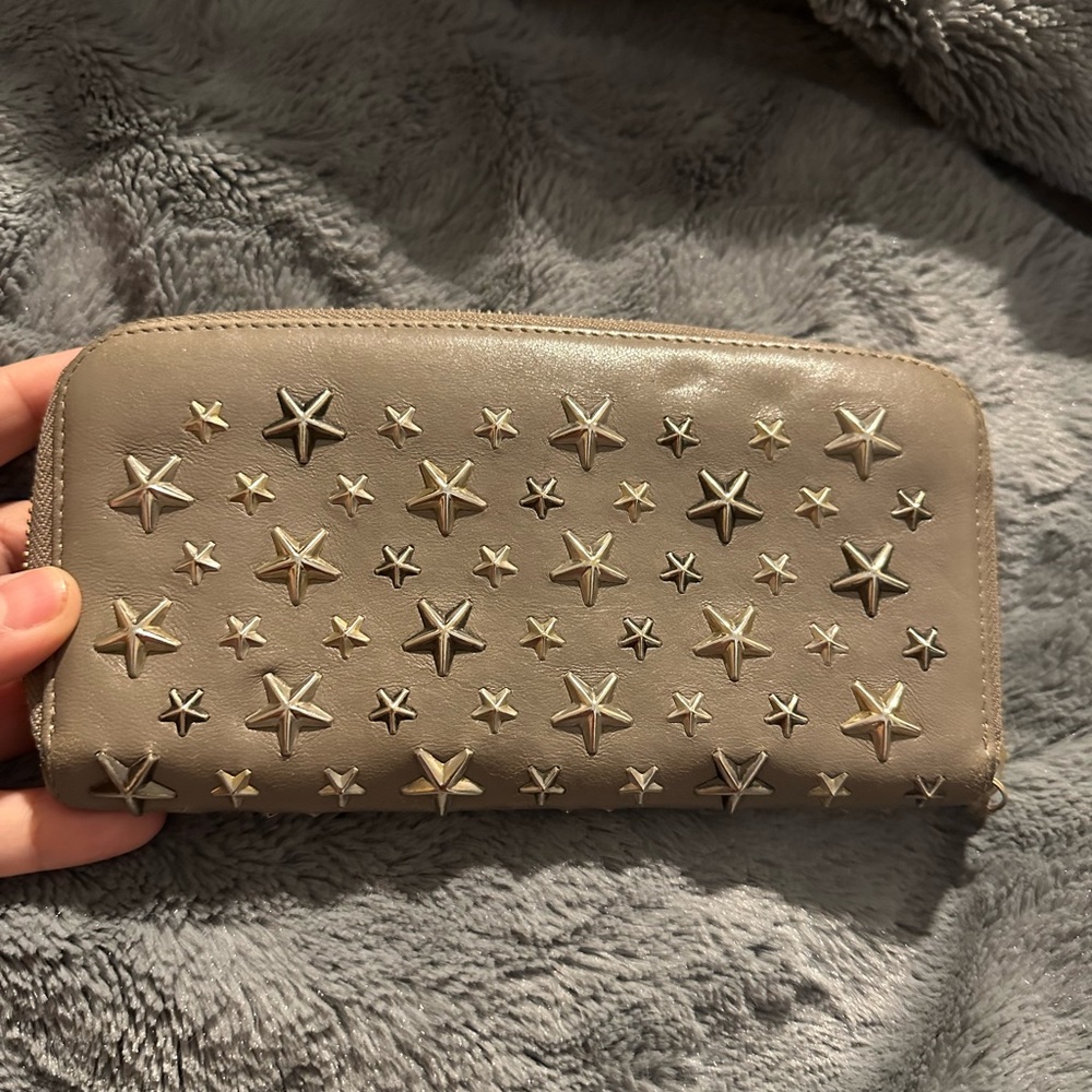Jimmy Choo‎ Wallet Filipa Star Studded Full Size Leather Authentic